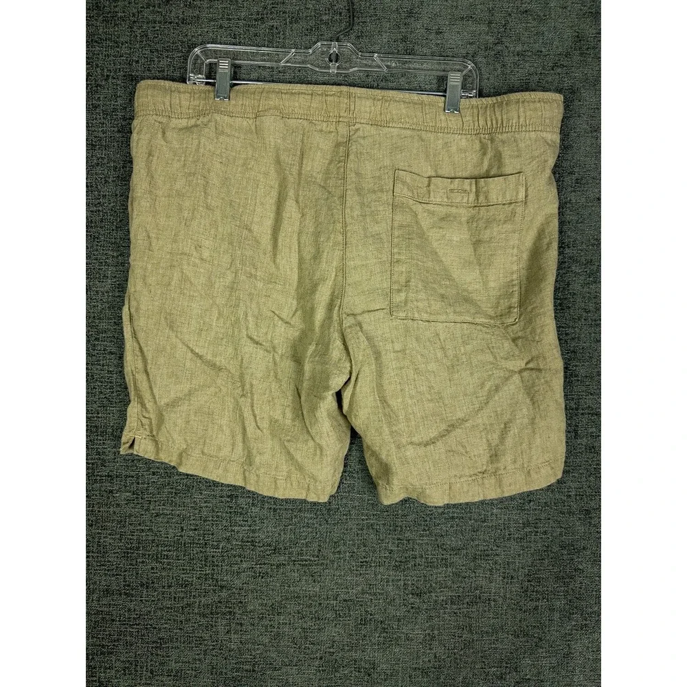 Banana Republic Mens Olive‎ Green Linen XL Drawstring Shorts Elastic Waist
